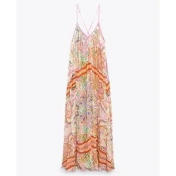 Women's Zara Multicoloured Floral Print Maxi Dress Blogger's Favourite Size S - Picture 2 of 10